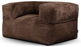 Fotoliu bean bag maro închis cu tapițerie din catifea reiată MooG – SLOWDOWN