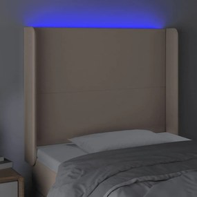 Tablie de pat cu LED cappuccino 93x16x118 128cm piele ecologica 1, Cappuccino, 93 x 16 x 118 128 cm