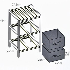 Dulap 2 rafturi și 2 cutii depozitare 46×27x25cm