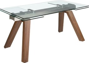 Masa extensibila deosebita design LUX Walnut-Glass 160-240x90cm