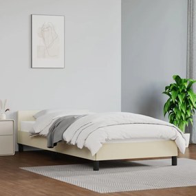 347479 vidaXL Cadru de pat cu tăblie, crem, 90x200 cm, piele ecologică