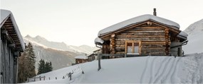 Tablou - cabana montană în zăpadă (120x50 cm)