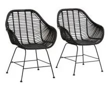 Scaune de dining negre 2 buc. din ratan Kiran - Støraa