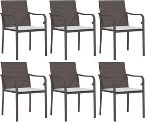 vidaXL Scaune de grădină cu perne, 6 buc., maro, 56x59x84 cm poliratan