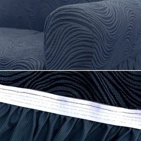 Husa elastica pentru canapea 3 locuri, cu volanas, model Jacquard, Cenusiu in dungi
