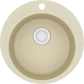 vidaXL Chiuvetă de bucătărie din granit, bej, un bazin, rotund