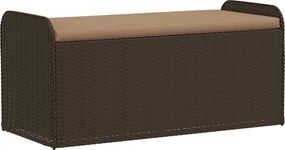 vidaXL Bancă de depozitare cu pernă, maro, 115x51x52 cm, poliratan