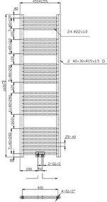 Novaservis - Radiator pentru baie, tip scară, 648W/230V, 160x45 cm, negru, drept