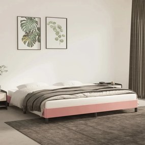 Cadru de pat, roz, 200x200 cm, catifea Roz, 25 cm, 200 x 200 cm