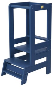 Inaltator Learning Tower Ajustabil, Ajutor de bucatarie MeowBaby  , lemn Blue inchis