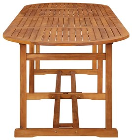 Set de masa pentru gradina, 11 piese, lemn masiv de acacia Maro, Lungime masa 280 cm, Fara cotiera, 11