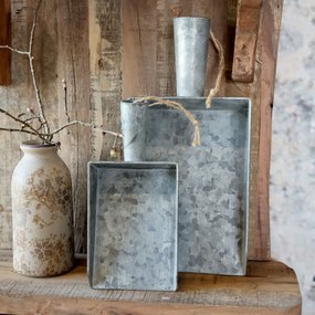 Set 2 tavi decorative, din metal, cu maner, Antique