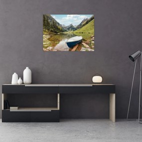 Tablou pe sticlă - Seealpsee, lac din Elveția (70x50 cm)