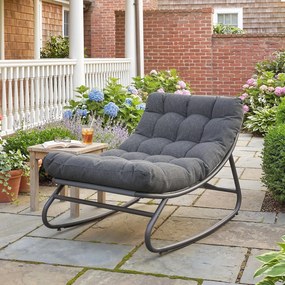 Outsunny Fotoliu balansoar cu șezut lat din plasă și pernă groasă 101 x 66 x 63 cm Gri | Aosom Romania