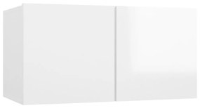 804526 vidaXL Dulap TV montaj pe perete, alb extralucios, 60x30x30 cm