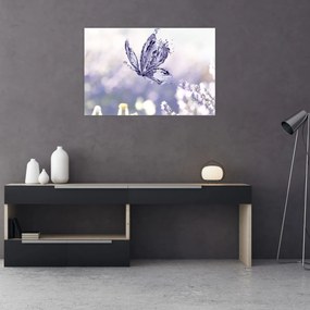 Tablou - Fluture și lavandă (90x60 cm)