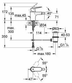 Baterie bideu Grohe Eurosmart Cosmopolitan crom lucios