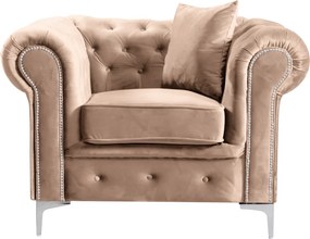 Fotoliu de lux, stofă gri-maro Velvet, ROMANO