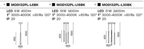 Lustra LED cu 3 pendule stil minimalist modern Cascade negru