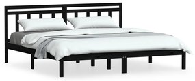 Cadru de pat Super King 6FT, negru, 180x200 cm, lemn masiv Negru, 180 x 200 cm