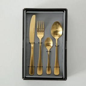 Set tacamuri, 4 persoane, auriu, din otel inoxidabil, Landlord