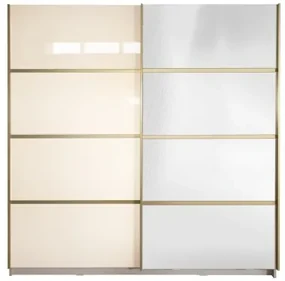 Gold Dulap 2000 Crem cu usi MDF Lucios si Oglinda + 2 Comode