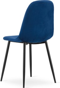 Scaun de masa PADVA VELVET cu picioare negre, albastru