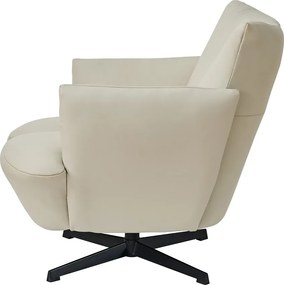 Fotoliu Accent Pivotant 360° – Design Modern, Bază Metalică Neagră, Tapițerie PU Premium, Bej