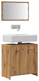 vidaXL Dulap de baie cu oglindă Artisan Stejar lemn prelucrat
