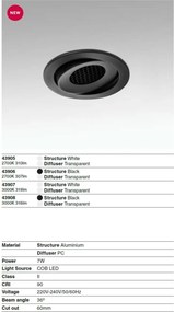 Spot LED incastrat directionabil IP44 KIVI alb 5W 3000K