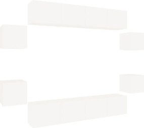 vidaXL Set dulap TV, 8 piese, alb, lemn prelucrat