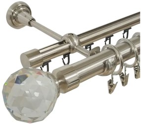 Galerie dubla kula crystal 25/19 teava neteda si profil inox (Alege marime: 200 cm)