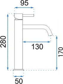 Baterie lavoar Rea Lungo cupru