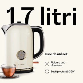 Klarstein Victoria fierbător de apă | 1,7 litri | 2200 W | bază rotativă 360° | design clasic