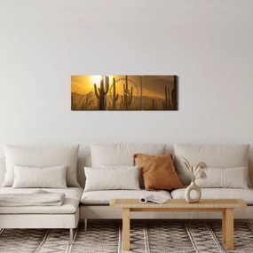 Tablou - Cactuși Saguaro (cu ceas) (90x30 cm)