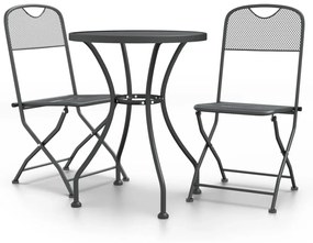 3084707 vidaXL Set mobilier grădină 3 piese antracit plasă metalică expandată