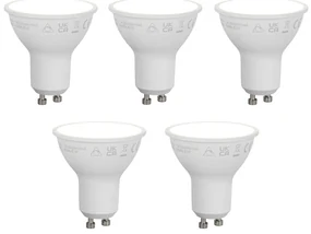 Set de 5 becuri LED inteligente GU10 50mm, reglabile, opale, 7W, 630 lm, 4000K
