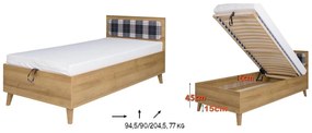 Pat de o persoană 90 cm Mimone P (Stejar auriu) (cu somieră). 1051789