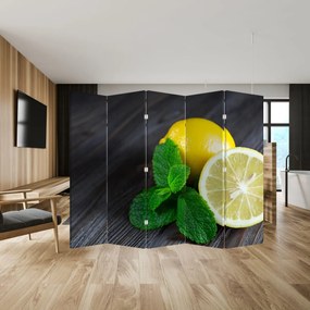 Paravan - Lămâie și mentă pe masă (210x170 cm)