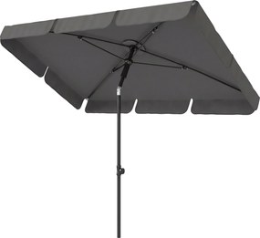 Outsunny Umbrelă de soare dreptunghiulară umbrelă pentru balcon cu înclinare în 3 trepte, mecanism cu manivelă, umbrelă de plajă cu 8 spițe 183x122x222 cm Gri închis | Aosom Romania