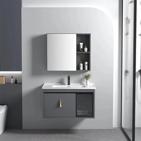 Set mobilier de baie cu lavoar Paris 60cm Gri