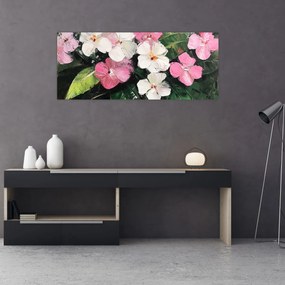 Tablou - Flori roz și albe (120x50 cm)