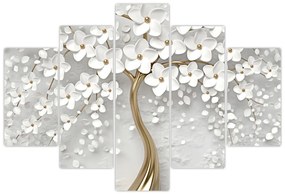 Tablou cu copac alb cu flori (150x105 cm)