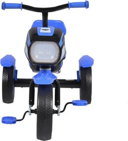 Tricicleta cu pedale NOVOKIDS™ Eagle Trike , Cu melodii si lumini, Carena, Max 25 kg, Roti din cauciuc EVA, Cadru metalic, Far luminos, Albastru