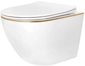 Vas WC suspendabil Rea Carlo Mini Tornado NFQ alb auriu