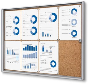 Vitrina informații interioare Economy 8 x A4 - spate plută, aluminiu