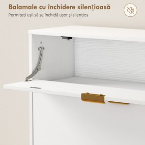 HOMCOM Dulap pentru Pantofi Slim cu Uși Rabatabile, Rafturi Reglabile, pentru 12 Perechi, Alb | Aosom Romania
