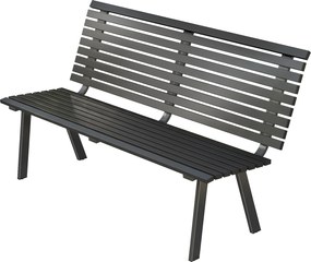 Outsunny Bancă de grădină 3 locuri, rezistentă la intemperii, metal, bancă pentru exterior cu șezut lat, design cu lamele, până la 240 kg 154 x 68 x 88 cm | Aosom Romania