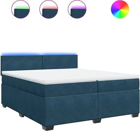 vidaXL Pat box spring cu saltea, albastru, 200x200 cm, catifea