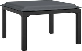 vidaXL Taburet de grădină cu pernă, negru și gri, poliratan